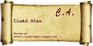 Czakó Alex névjegykártya